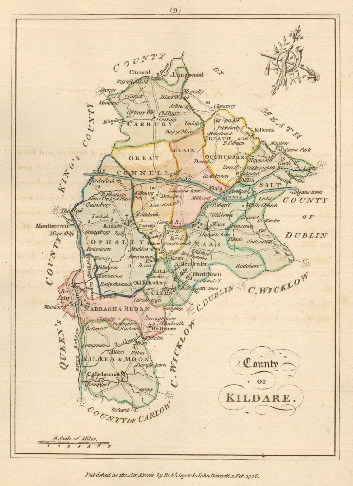 County of Kildare, Leinster. Antique copperplate map by Scalé / Sayer 1776